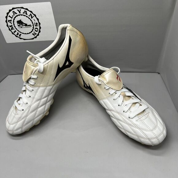 Mizuno GHOST Striker Elite Real Leather Gold Silver Men Sz 10.5 Preowned Vintage main image 14